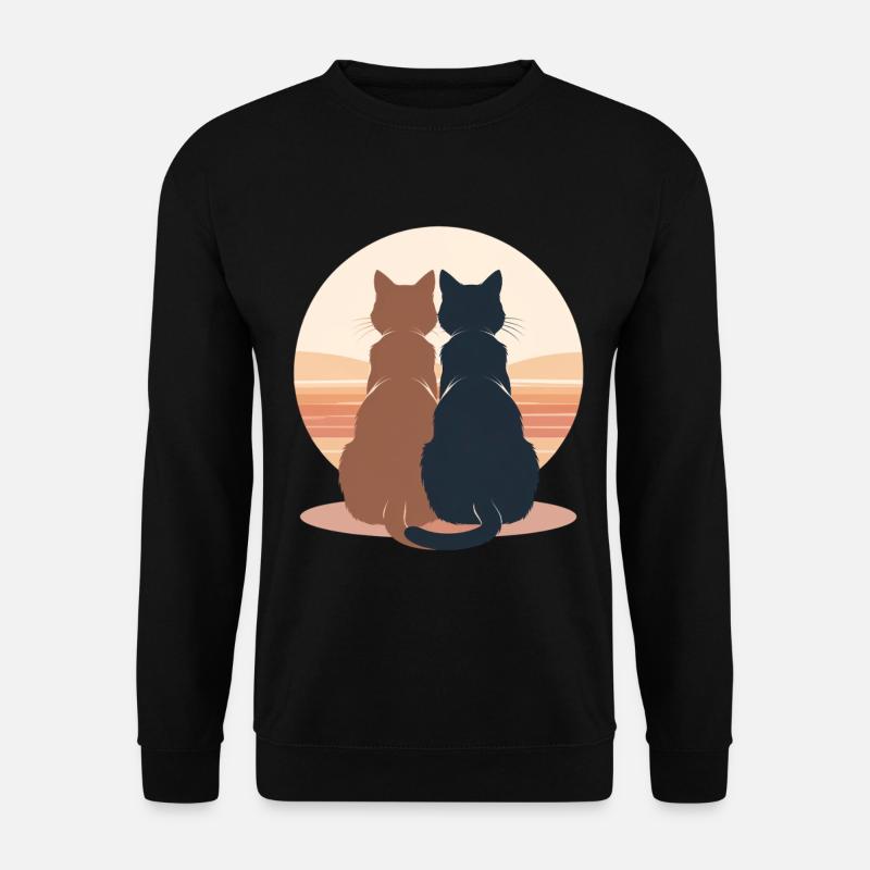 Two cats at sunset - Unisex Sweatshirt - black