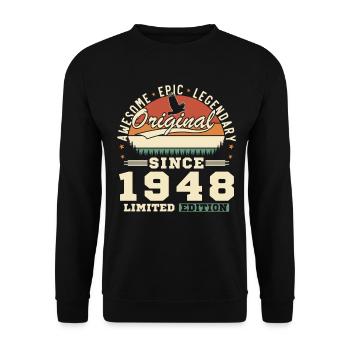 1948 Vintage Retro Geburtstagsgeschenk - Unisex Pullover - Schwarz - Vorne - Alina (178cm) & Michal (187cm)