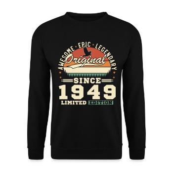 1949 Vintage Retro Geburtstagsgeschenk - Unisex Pullover - Schwarz - Vorne - Alina (178cm) & Michal (187cm)