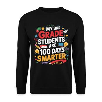 Dritte Klasse 100 Tage Schlauer - Unisex Pullover - Schwarz - Vorne - Alina (178cm) & Michal (187cm)
