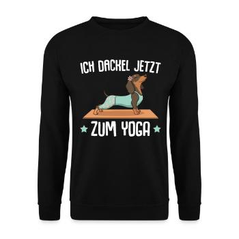 Meditation Ich dackel jetzt zum Yoga - Unisex Pullover - Schwarz - Vorne - Alina (178cm) & Michal (187cm)