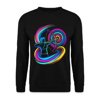 Bogenschießen - Unisex Pullover - Schwarz - Vorne - Alina (178cm) & Michal (187cm)
