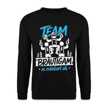 Bachelor Party Men T-Shirt JGA Polterer - Unisex Sweatshirt - black - Front - Alina (178cm) & Michal (187cm)
