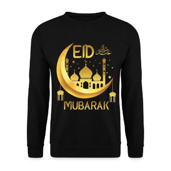 Eid Mubarak, Frohes Ramadan, Allah Islamischer Feiertag - Unisex Pullover - Schwarz - Vorne - Alina (178cm) & Michal (187cm)