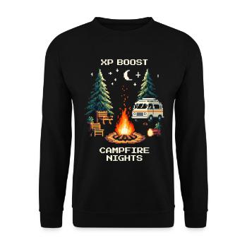 XP Boost Campfire Nights | Van Life - Unisex Sweatshirt - black - Front - Alina (178cm) & Michal (187cm)