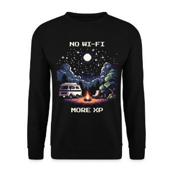 No Wi-Fi, more XP | Van Life Freedom - Unisex Sweatshirt - black - Front - Alina (178cm) & Michal (187cm)