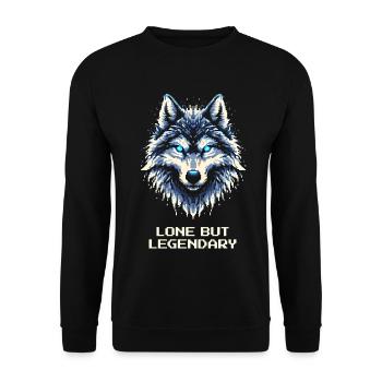 Einsam aber legendär | Lone Wolf - Unisex Pullover - Schwarz - Vorne - Alina (178cm) & Michal (187cm)
