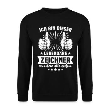Zeichner Legende - Unisex Pullover - Schwarz - Vorne - Alina (178cm) & Michal (187cm)