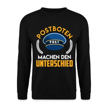 POSTBOTEN MACHEN DEN UNTERSCHIED Lustiges - Unisex Pullover - Schwarz - Vorne - Alina (178cm) & Michal (187cm)