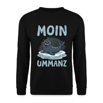 Ostsee Urlaub MOIN UMMANZ Souvenier Lustig - Unisex Pullover - Schwarz - Vorne - Alina (178cm) & Michal (187cm)