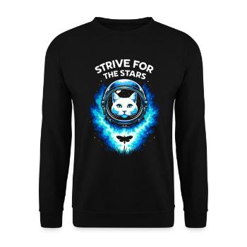 Astronaut Katze Weltraum Sterne - Unisex Pullover - Schwarz - Vorne - Alina (178cm) & Michal (187cm)