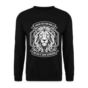 Löwen-Circuitlogo Gestalte Dein Schicksal - Unisex Pullover - Schwarz - Vorne - Alina (178cm) & Michal (187cm)