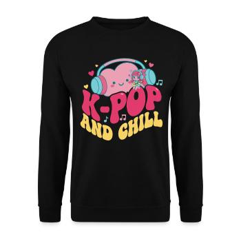 K-Pop UND CHILL Niedliche koreanische Musik, die Kpop-Fans lieben - Unisex Pullover - Schwarz - Vorne - Alina (178cm) & Michal (187cm)