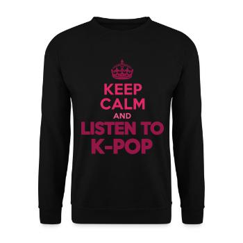 Bleib ruhig und höre K-Pop-Liebhaber koreanischer Musik - Unisex Pullover - Schwarz - Vorne - Alina (178cm) & Michal (187cm)