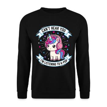 ICH KANN DICH NICHT HÖREN, ICH HÖRE K-POP-MUSIK LIEBE - Unisex Pullover - Schwarz - Vorne - Alina (178cm) & Michal (187cm)