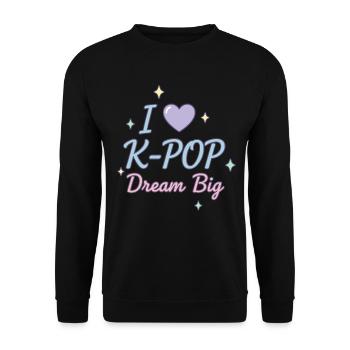I Love K-Pop Dream Big Cute Korean Music Fan - Unisex Sweatshirt - black - Front - Alina (178cm) & Michal (187cm)