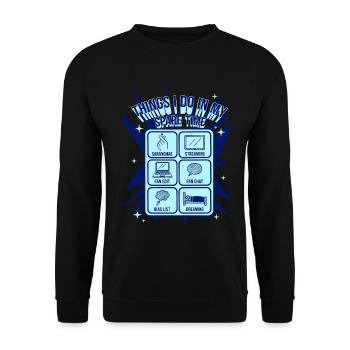 Dinge, die ich in meiner Freizeit tue, Kpop Saranghae - Unisex Pullover - Schwarz - Vorne - Alina (178cm) & Michal (187cm)