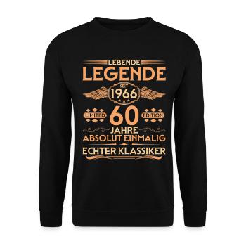 Absolument unique. Né en 1966, 60e anniversaire - Sweat-shirt Unisexe - noir - Devant - Alina (178cm) & Michal (187cm)
