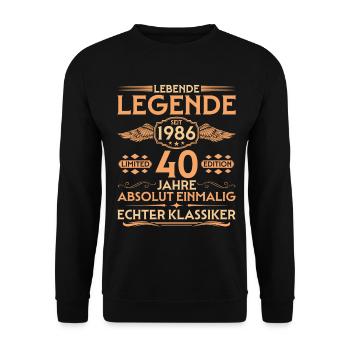 Absolutely unique Born in 1986 40th Birthday - Unisex Sweatshirt - black - Front - Alina (178cm) & Michal (187cm)