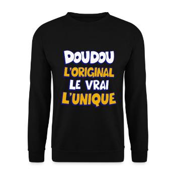 Doudou, the original, the real, the unique, Tender humour - Unisex Sweatshirt - black - Front - Alina (178cm) & Michal (187cm)