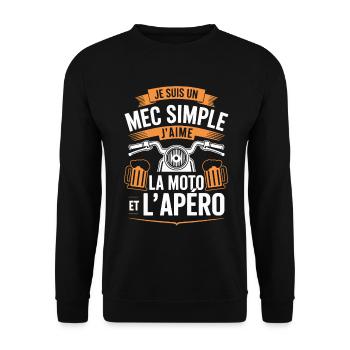 Ich bin ein einfacher Typ, ich mag Motorradfahren und Aperitifs - Unisex Pullover - Schwarz - Vorne - Alina (178cm) & Michal (187cm)