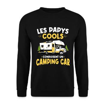 Opa Cooler Wohnmobil-Humor Ruhestandsreise - Unisex Pullover - Schwarz - Vorne - Alina (178cm) & Michal (187cm)