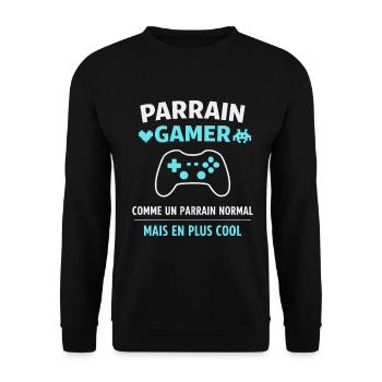 Gamer Godfather Wie ein coolerer Normaler Pate - Unisex Pullover - Schwarz - Vorne - Alina (178cm) & Michal (187cm)