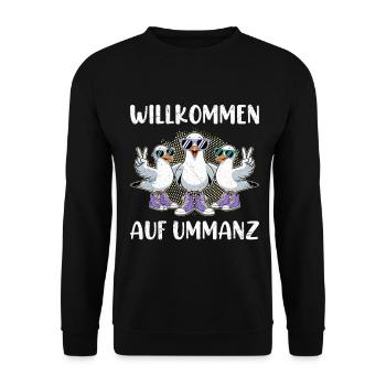 Vacances d’Ummanz BIENVENUE À UMMANZ Lustig - Sweat-shirt Unisexe - noir - Devant - Alina (178cm) & Michal (187cm)