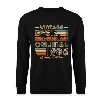Cadeau d’anniversaire vintage original de 1986 - Sweat-shirt Unisexe - noir - Devant - Alina (178cm) & Michal (187cm)