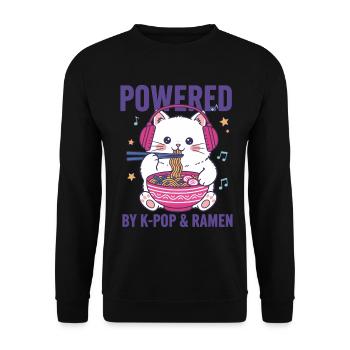 Powered By K-Pop And Ramen Kpop Korean Music Anime - Unisex Sweatshirt - black - Front - Alina (178cm) & Michal (187cm)
