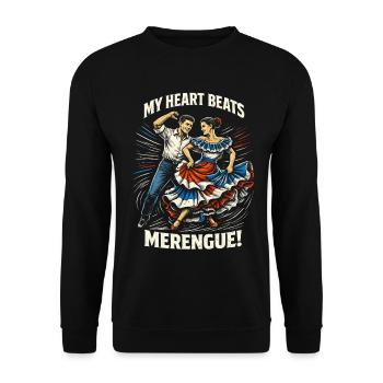 Dominican My Heart Beats Merengue! - Unisex Sweatshirt - black - Front - Alina (178cm) & Michal (187cm)