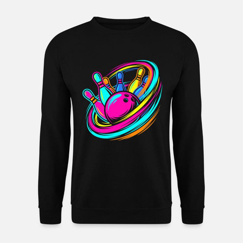 Bowlingkugel und Pins Strike - Unisex Pullover - Schwarz