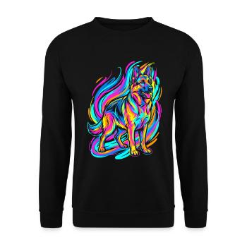 Colorful German Shepherd - Unisex Sweatshirt - black - Front - Alina (178cm) & Michal (187cm)