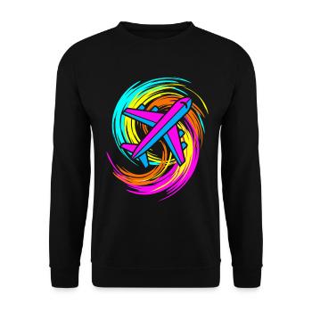 Flugzeug - Unisex Pullover - Schwarz - Vorne - Alina (178cm) & Michal (187cm)