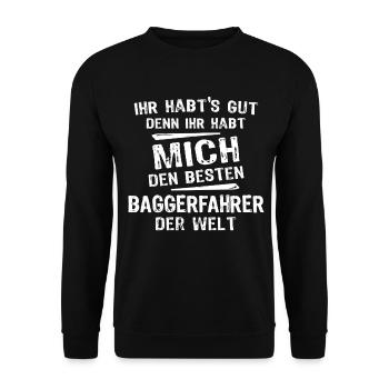 Opérateur d’excavatrice - Sweat-shirt Unisexe - noir - Devant - Alina (178cm) & Michal (187cm)