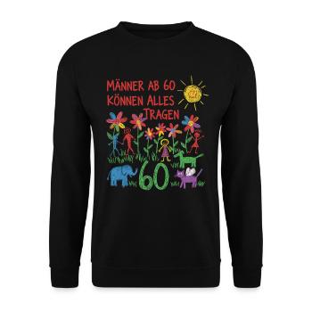 60. Geburtstag Geschenkidee Männer - Unisex Pullover - Schwarz - Vorne - Alina (178cm) & Michal (187cm)