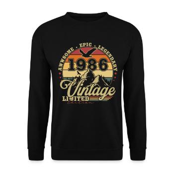 Vintage, 1986, Rétro, Vintage, Cadeau d’anniversaire - Sweat-shirt Unisexe - noir - Devant - Alina (178cm) & Michal (187cm)