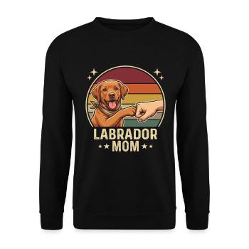Retro Labrador Mom Foxred Pfotenclash - Unisex Pullover - Schwarz - Vorne - Alina (178cm) & Michal (187cm)