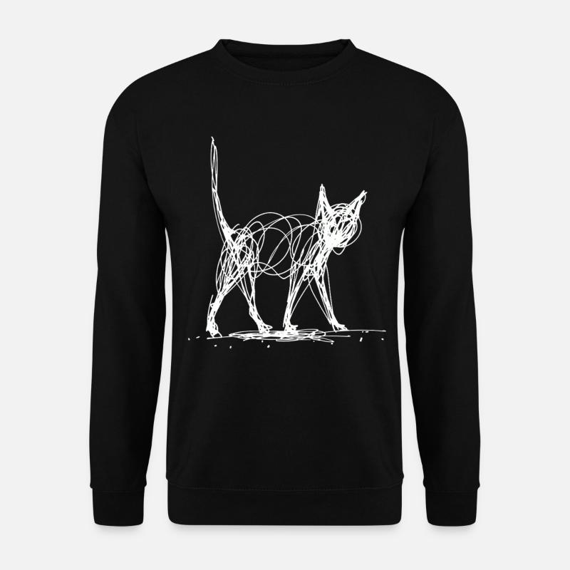 Minimalistisch, Gezeichnete Katze, Minimalismus - Unisex Pullover - Schwarz