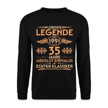 Absolutely unique Born in 1991 35th Birthday - Unisex Sweatshirt - black - Front - Alina (178cm) & Michal (187cm)