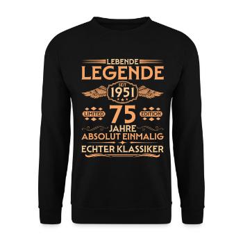 Absolutely unique Born in 1951 75th Birthday - Unisex Sweatshirt - black - Front - Alina (178cm) & Michal (187cm)