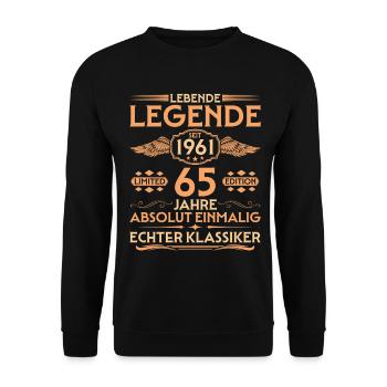 Absolutely unique Born in 1961 65th Birthday - Unisex Sweatshirt - black - Front - Alina (178cm) & Michal (187cm)