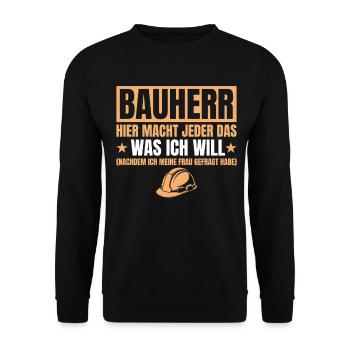 Builder Funny Gift House Construction Site - Unisex Sweatshirt - black - Front - Alina (178cm) & Michal (187cm)
