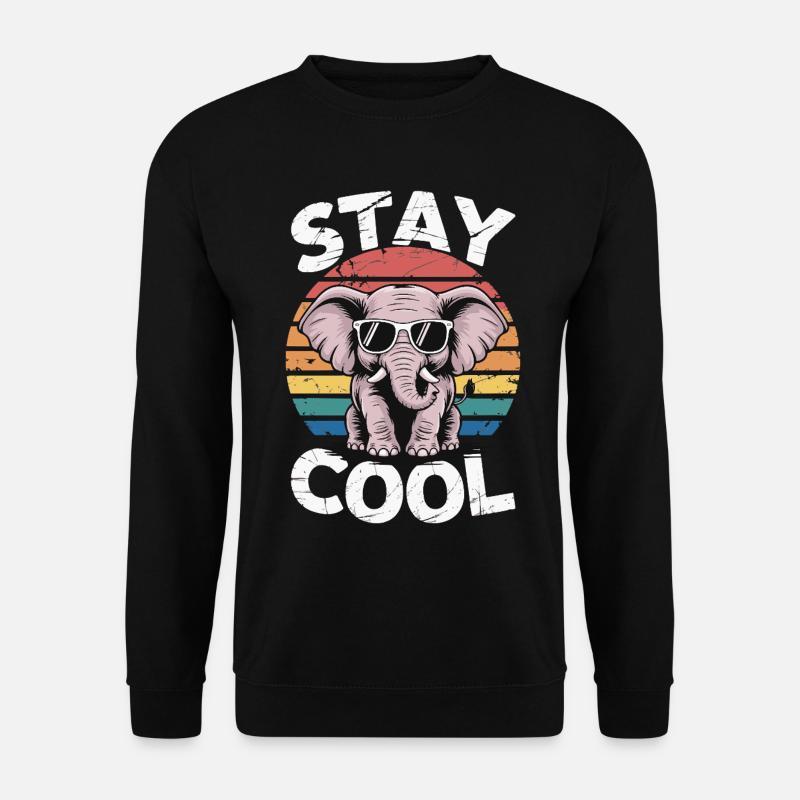 Stay Cool Elephant - Kids Retro - Unisex Sweatshirt - black
