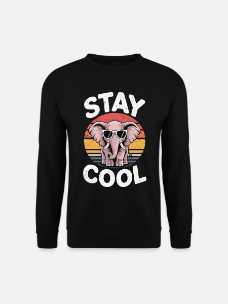 Stay Cool Elephant - Kids Retro - Unisex Sweatshirt - black
