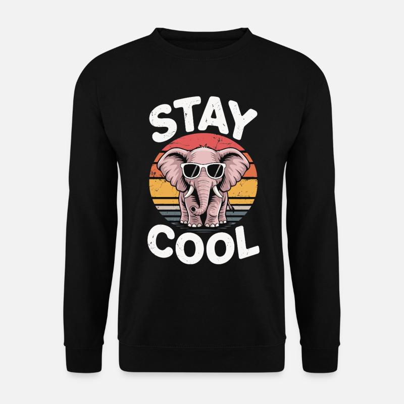 Stay Cool Elefant - Kinder Retro - Unisex Pullover - Schwarz