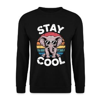 Restez au frais Éléphant - Kids Rétro - Sweat-shirt Unisexe - noir - Devant - Alina (178cm) & Michal (187cm)
