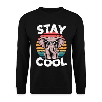 Restez au frais Éléphant - Kids Rétro - Sweat-shirt Unisexe - noir - Devant - Alina (178cm) & Michal (187cm)