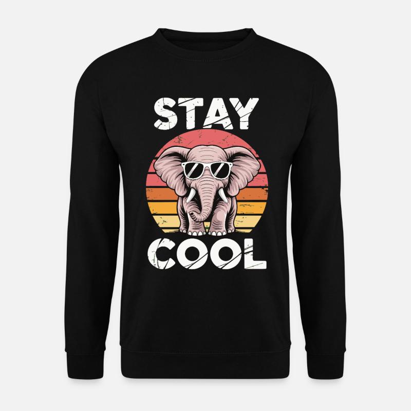 Stay Cool Elephant - Kids Retro - Unisex Sweatshirt - black