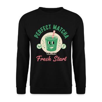 Perfect Matcha Fresh Start Matcha Tea Lover Green - Unisex Sweatshirt - black - Front - Alina (178cm) & Michal (187cm)